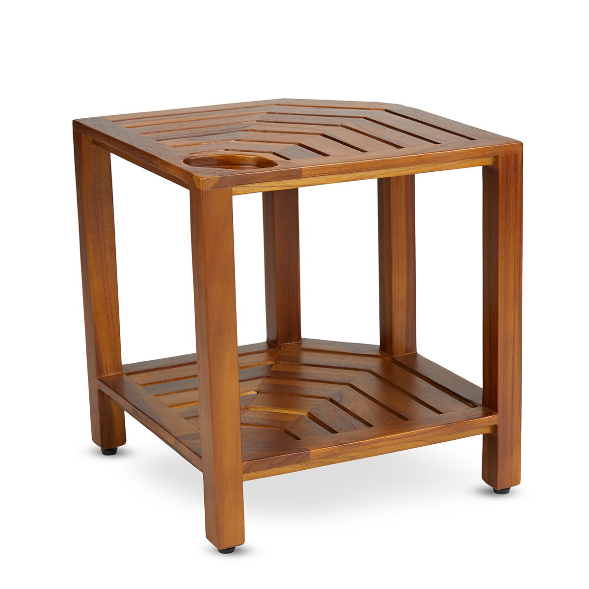 The RA, Teak Corner Shower Bench with Shelf Shower Stools