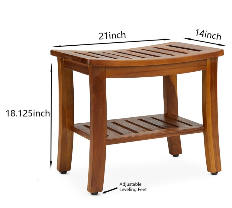 Teak Shower Bench 21 Inch | Handcrafted Teak Wood Shower Bench